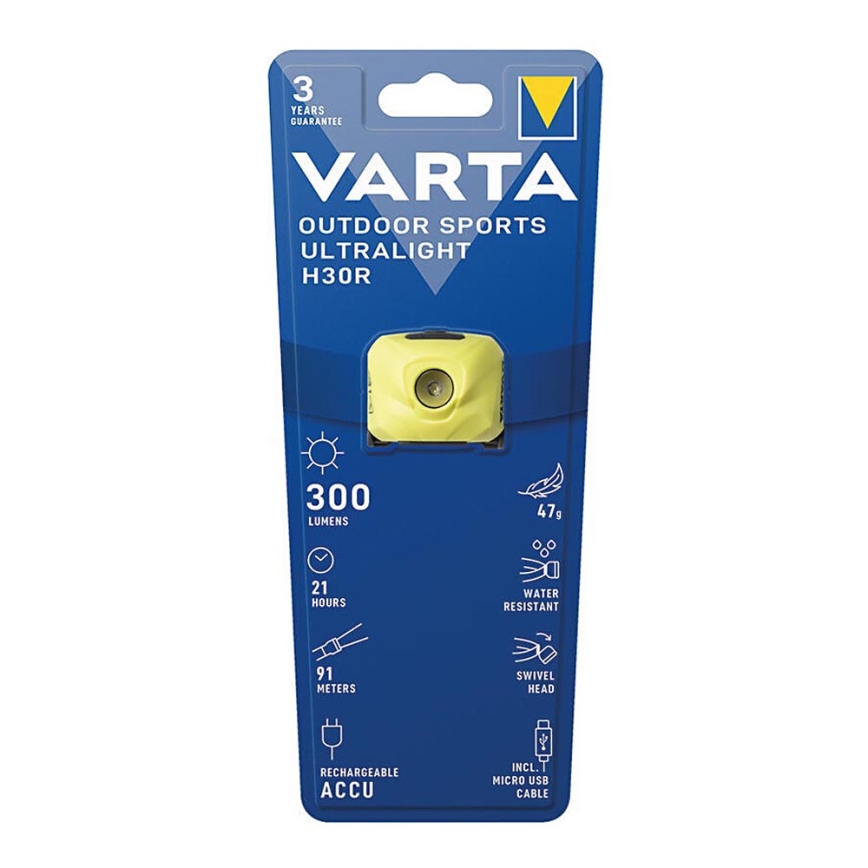 Varta 18631201401 - LED Stmívatelná nabíjecí čelovka OUTDOOR SPORTS LED/5V IPX4 žlutá