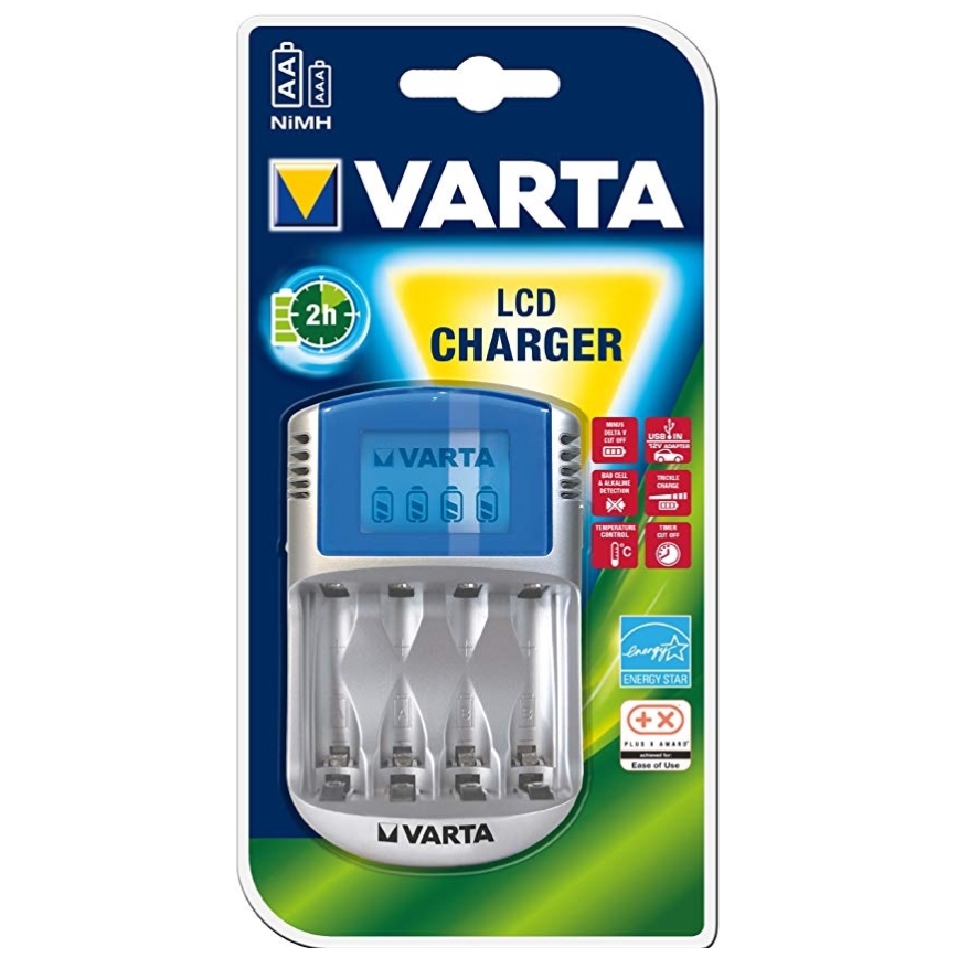 Varta 57070 - Nabíječka baterií LCD 4xAA/AAA 100-240V/12V/5V