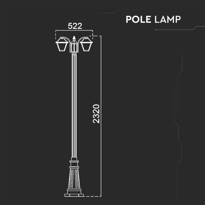 Venkovní lampa 2xE27/60W/230V IP44 232 cm černá