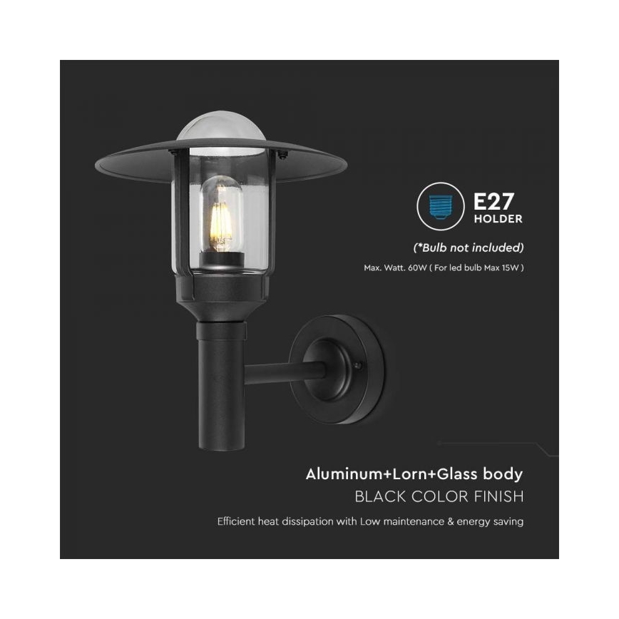 Venkovní nástěnná lampa 1xE27/60W/230V IP44 černá