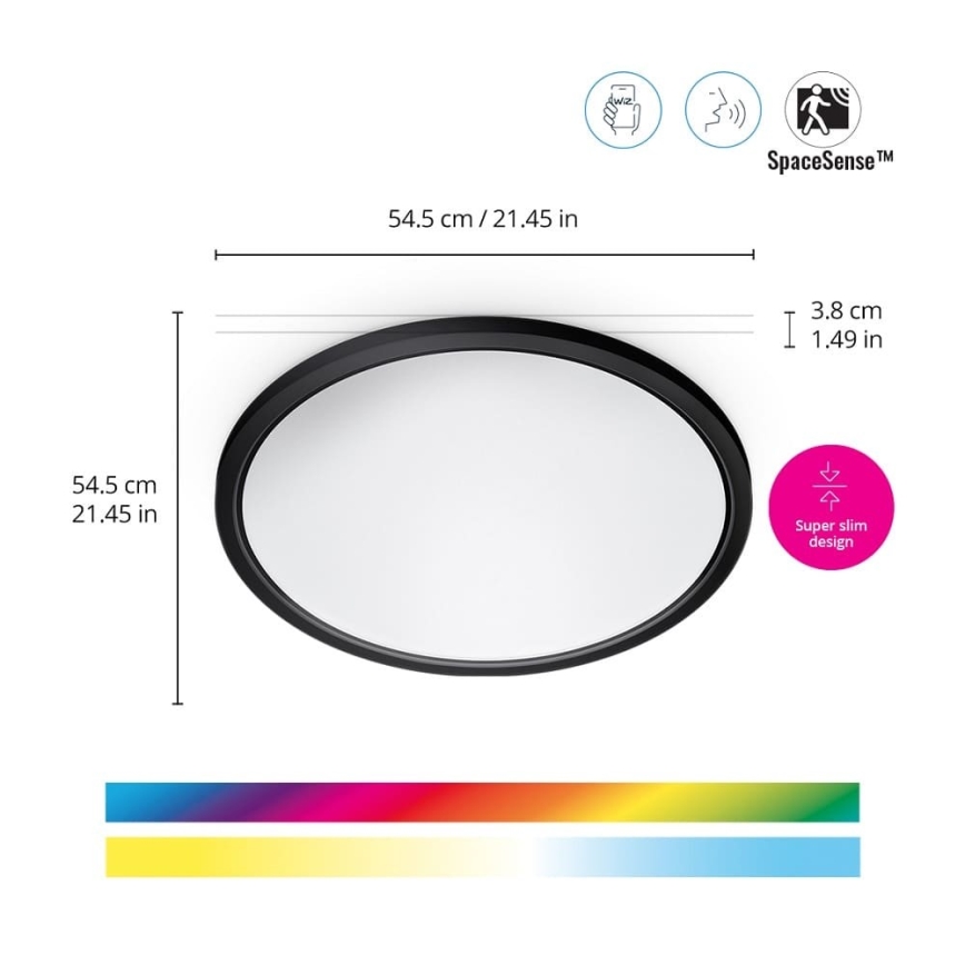 WiZ - LED RGB Stmívatelné stropní svítidlo SUPERSLIM LED/32W/230V 2700-6500K Wi-Fi černá