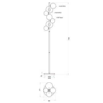 Wofi 3014-701W - LED Stojací lampa VILLA 7xG9/3W/230V zlatá