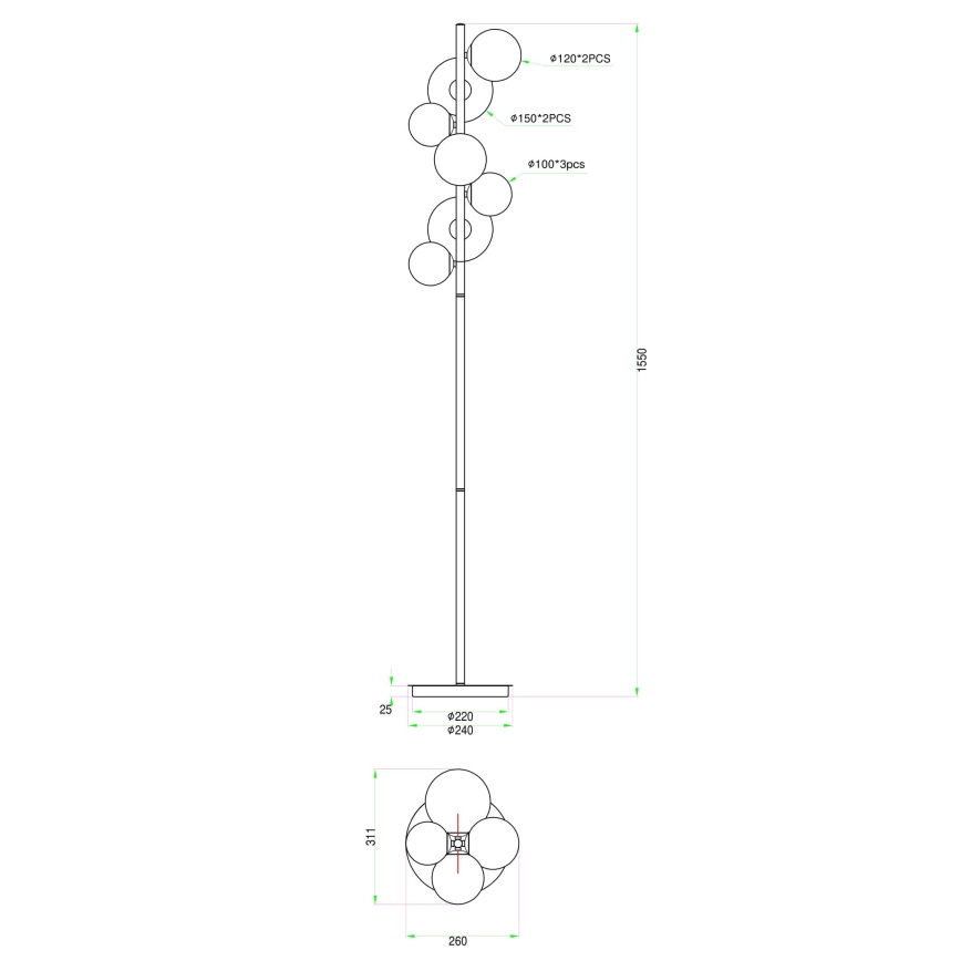 Wofi 3014-705W - LED Stojací lampa VILLA 7xG9/2,7W/230V