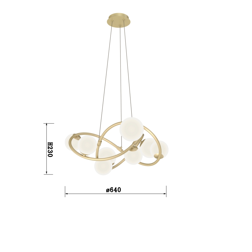 Wofi 7014-801 - LED Lustr na lanku NANCY 8xG9/3,5W/230V zlatá/bílá