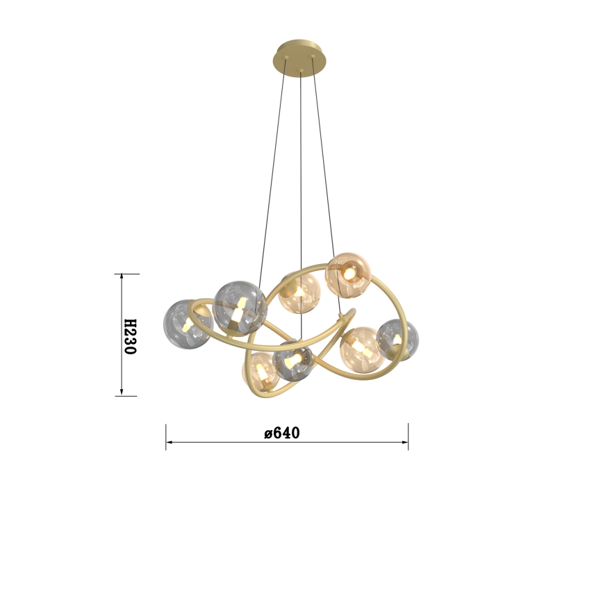 Wofi 7014-804 - LED Lustr na lanku NANCY 8xG9/3,5W/230V zlatá/šedá