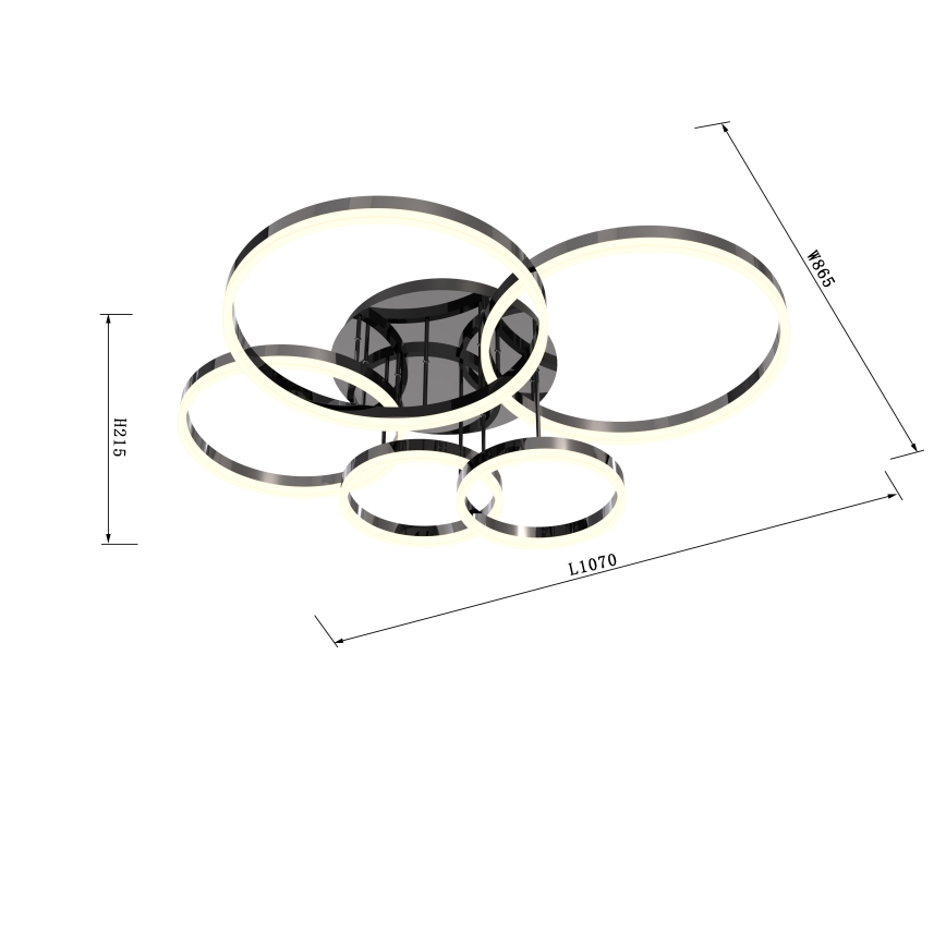 Wofi 9049-605 - LED Stmívatelný přisazený lustr PERPIGNAN LED/80W/230V černý chrom