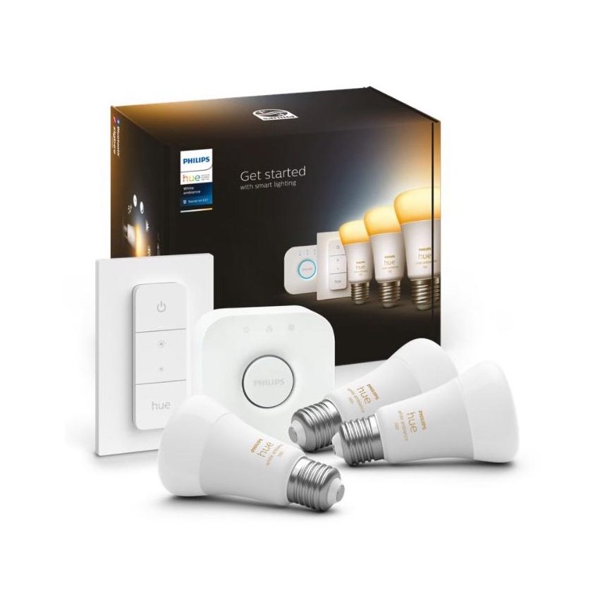 Základní sada Philips Hue White Ambiance 3xE27/8W 2200-6500K + zařízení k propojení a dálkové ovládání