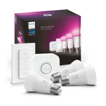 Základní sada Philips Hue WHITE AND COLOR AMBIANCE 3xE27/9W 2000-6500K + zařízení k propojení