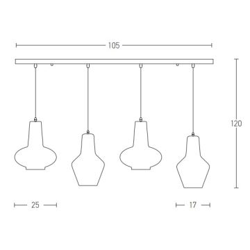 Zambelis 17151 - Lustr na lanku 4xE27/40W/230V