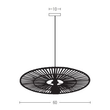 Zambelis 19104 - Lustr na lanku 1xE27/40W/230V bambus/černá