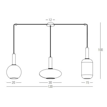 Zambelis 22151 - Lustr na lanku 3xE27/40W/230V zlatá