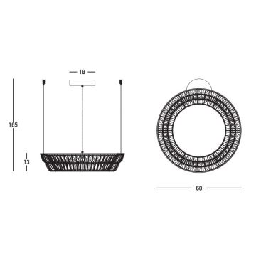 Zambelis 23046 - LED Stmívatelný křišťálový lustr na lanku LED/38W/230V CRI 90 3000K pr. 60 cm mosaz