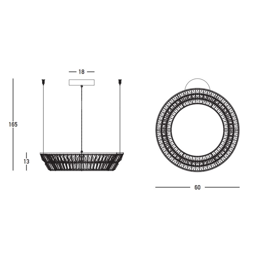 Zambelis 23046 - LED Stmívatelný křišťálový lustr na lanku LED/38W/230V CRI 90 3000K pr. 60 cm mosaz