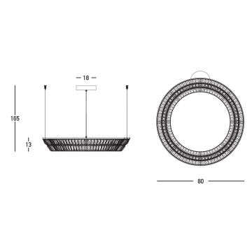 Zambelis 23048 - LED Stmívatelný křišťálový lustr na lanku LED/55W/230V CRI 90 3000K pr. 80 cm mosaz