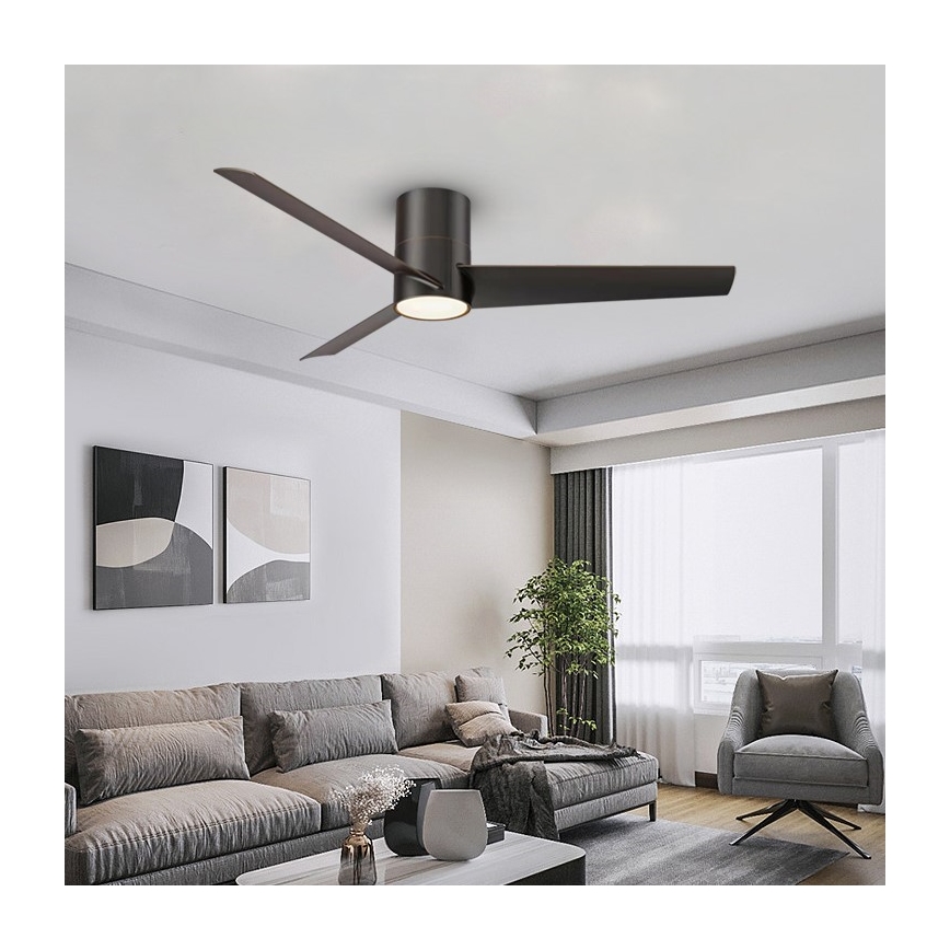 ZEVENTI - LED Stropní ventilátor BARROSA LED/18W/230V Wi-Fi Tuya černá + dálkové ovládání