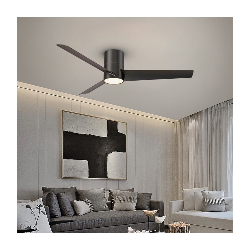 ZEVENTI - LED Stropní ventilátor BARROSA LED/18W/230V Wi-Fi Tuya černá + dálkové ovládání