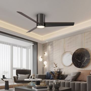 ZEVENTI - LED Stropní ventilátor BARROSA LED/18W/230V Wi-Fi Tuya černá + dálkové ovládání