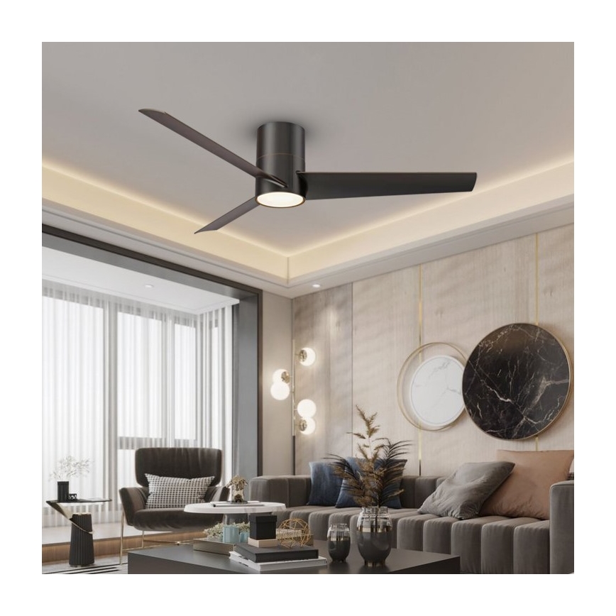 ZEVENTI - LED Stropní ventilátor BARROSA LED/18W/230V Wi-Fi Tuya černá + dálkové ovládání