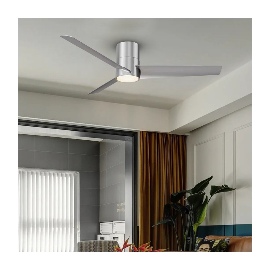 ZEVENTI - LED Stropní ventilátor BARROSA LED/18W/230V Wi-Fi Tuya chrom + dálkové ovládání