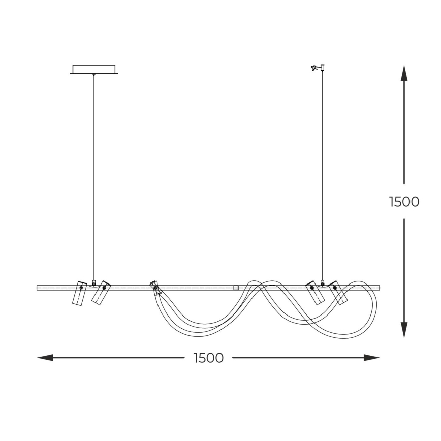 Zuma Line - LED Stmívatelný lustr na lanku LED/60W + LED/7,5W/230V 2700-6000K černá/zlatá + dálkové ovládání