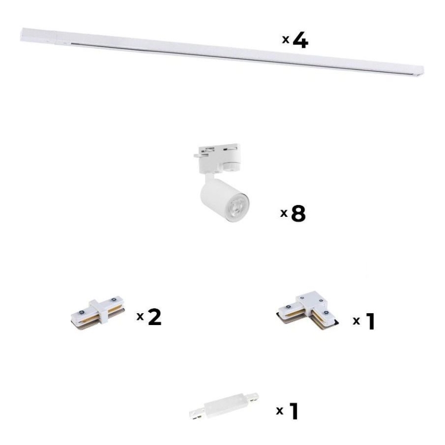 Zuma Line - Bodové svítidlo do lištového systému 8xGU10/10W/230V bílá + lištové příslušenství